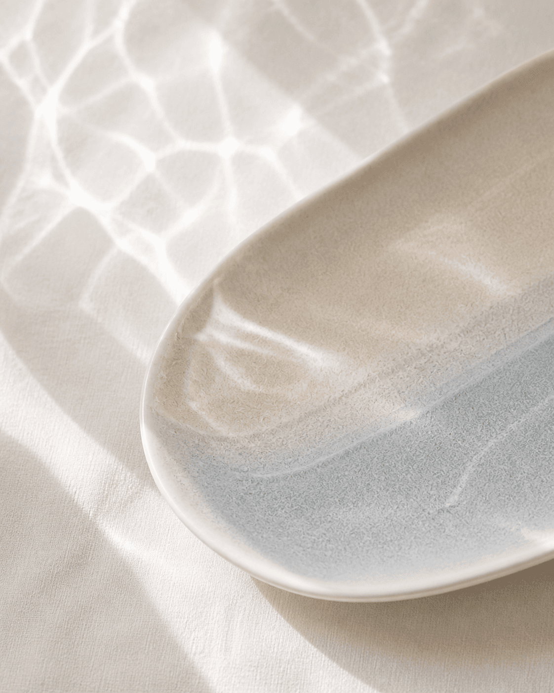 Abstract blush fluted ceramic plate